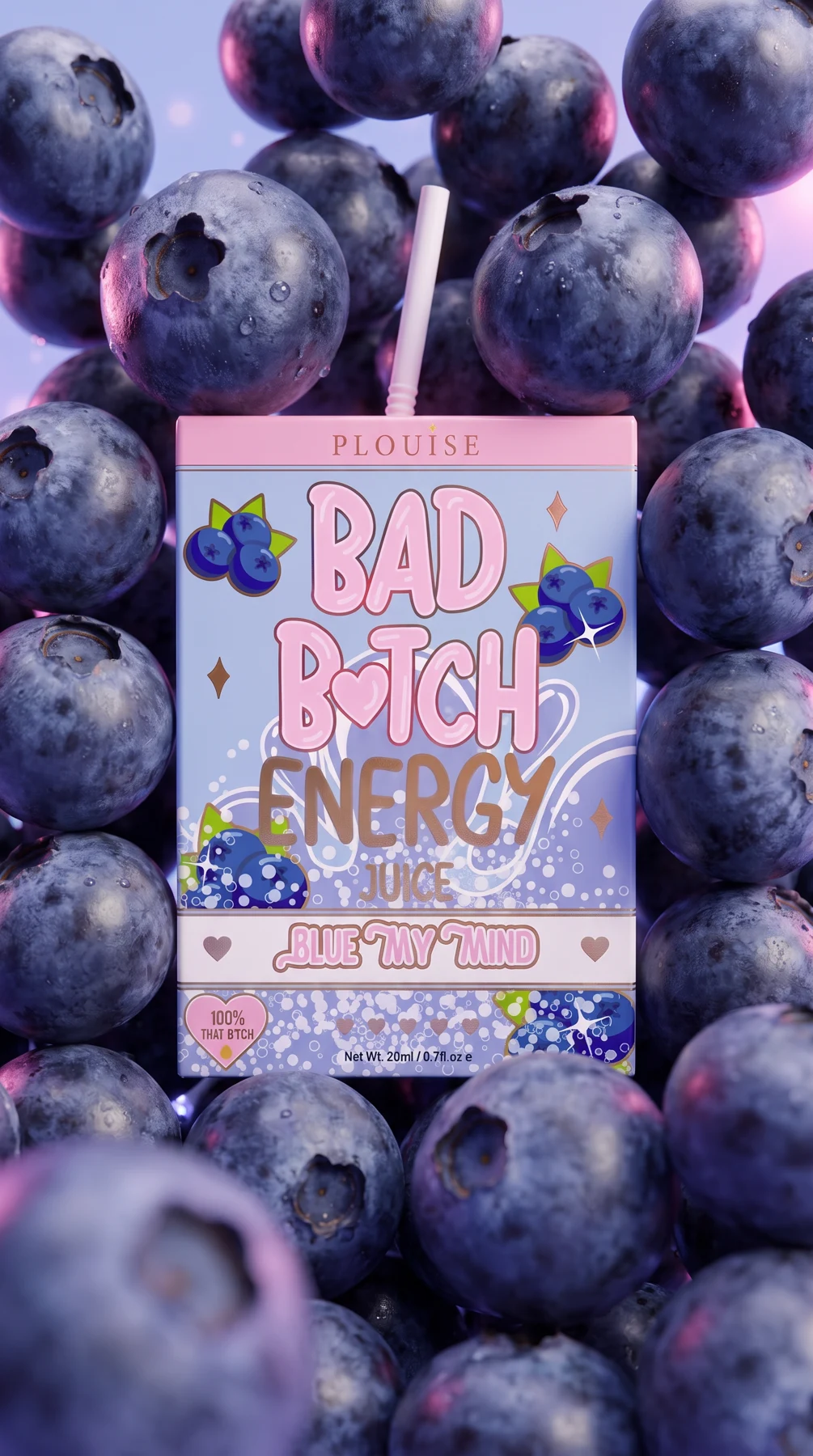 Dense giant blueberry AI product scene