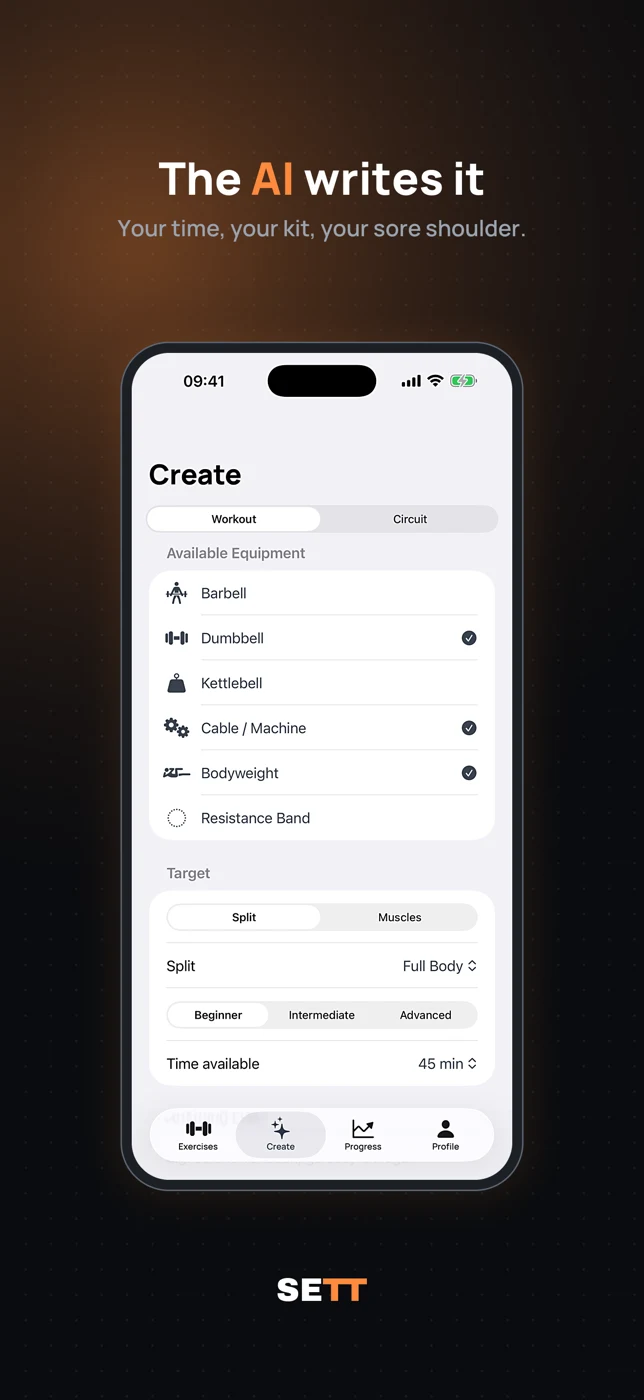 SETT workout builder App Store creative
